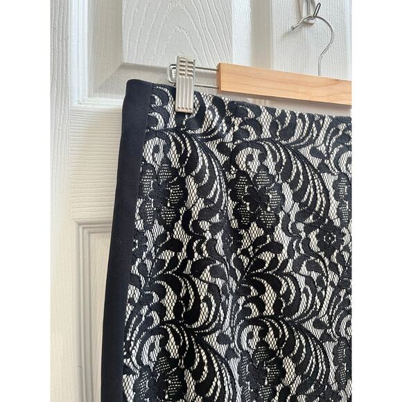 Vintage Worthington Black Lace Jacquard Fully Lined Skirt Petite Size 14 - Picture 4 of 11